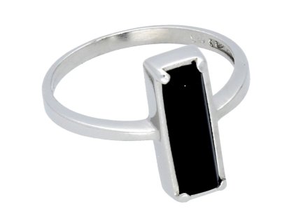 Stříbrný prsten obdélníkový černý onyx