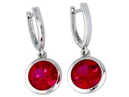 Stříbrné náušnice velký kulatý rubín