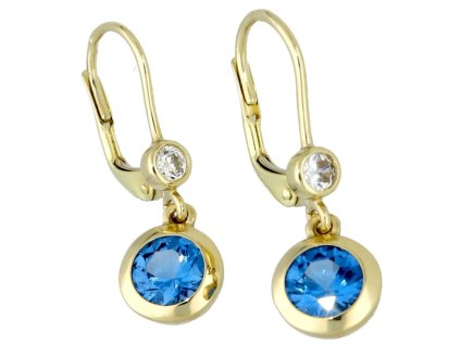 Zlaté náušnice s akvamaríny a zirkony