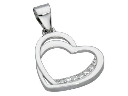 Stříbrné srdíčko s bílými zirkony