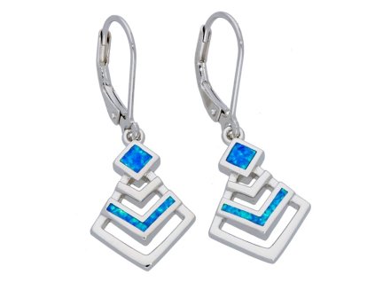 Stříbrné visací náušnice s modrými opály