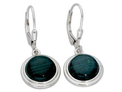 Visací stříbrné náušnice Malachit
