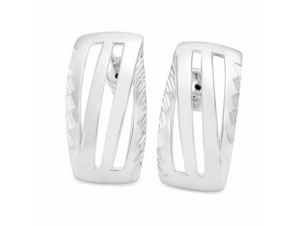 083 polished silver hoop earrings with texture