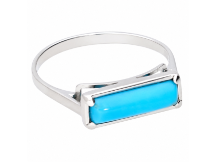 090 sleek silver ring with turquoise stone