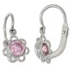Stříbrné náušnice dětské růžový střed č. 2