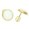 Kulaté zlaté náušnice s bílým opálem