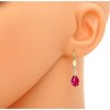 Zlaté náušnice červený rubín syntetický č. 3