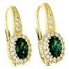 Zlaté náušnice oválný smaragd se zirkony č. 1
