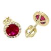 Zlaté náušnice pecky kulatý rubín č. 2