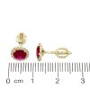 Zlaté náušnice pecky kulatý rubín č. 3