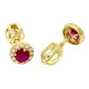 Zlaté náušnice pecky rubín a zirkony č. 2