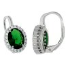 Stříbrné náušnice velký synt. smaragd č. 2