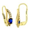 Zlaté náušnice synt. safír a zirkony č. 2