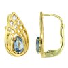 Zlaté náušnice zirkony akvamarín č. 2