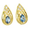 Zlaté náušnice zirkony akvamarín č. 1