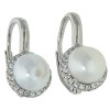 Stříbrné perlové náušnice zirkony č. 1