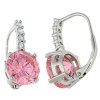 Stříbrné náušnice velký růžový zirkon č. 2
