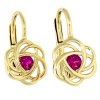 Zlaté náušnice se synt. rubíny č. 1