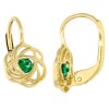 Zlaté náušnice synt. smaragdy č. 2