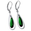 Stříbrné visací náušnice synt. smaragdy