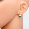 Zlaté kulaté náušnice synt. smaragd (Váha 2.00 g)