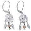 Lapač snů stříbrné visací náušnice