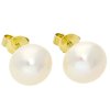 Zlaté náušnice pecky bílé perly