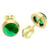 Zlaté kulaté náušnice synt. smaragdy