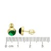 Zlaté kulaté náušnice synt. smaragdy