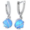 Stříbrné náušnice modrý opál v klícce