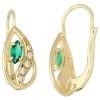 Zlaté náušnice smaragd a zirkony