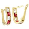 Zlaté náušnice rubíny se zirkony