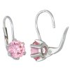 Stříbrné náušnice růžové zirkony