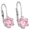 Stříbrné náušnice růžové zirkony
