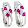 Bílé zlato náušnice jemné rubíny