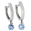Náušnice bílé zlato s akvamaríny visací tvar