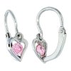 Stříbrné náušnice pro miminka srdce růžový zirkon