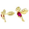 Zlaté náušnice kolibříci rubín a zirkony