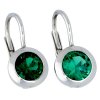 Náušnice bílé zlato kulatý smaragd