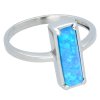 Stříbrný prsten obdélníkový modrý opál