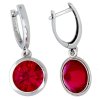 Stříbrné náušnice velký kulatý rubín