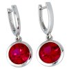 Stříbrné náušnice velký kulatý rubín