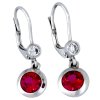 Visací náušnice bílé zlato rubín a zirkony