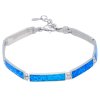 Stříbrný náramek osazený modrým opálem