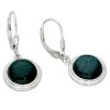 Visací stříbrné náušnice Malachit