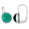 Stříbrné náušnice hladce broušené zelené zirkony