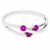 089 sleek silver ring with pink gemstones