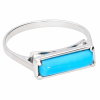 090 sleek silver ring with turquoise stone