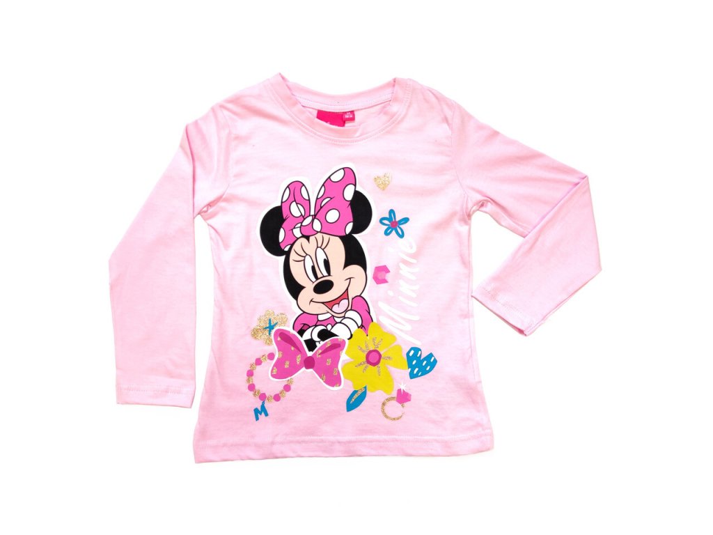 Dívčí tričko s dlouhým rukávem "Minnie Mouse" - světle růžová