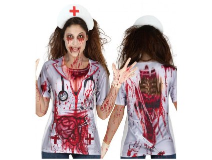 Dámské tričko krátký rukáv "Zombie zdravotní sestra"